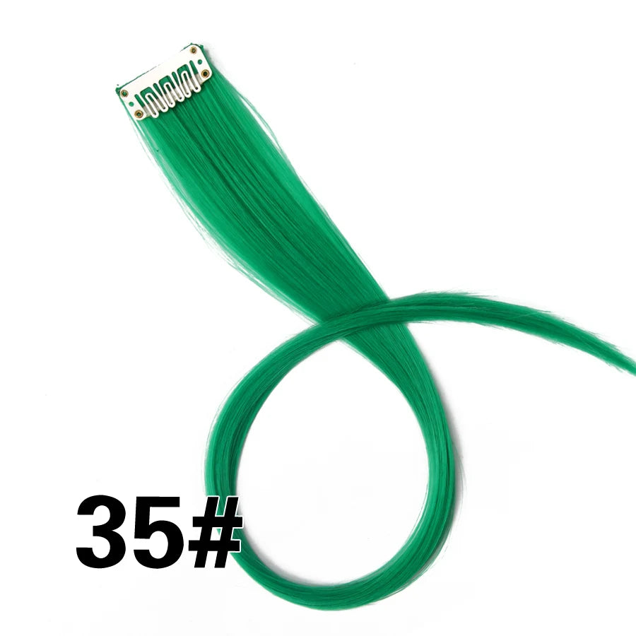 Extensiones de Cabello Sintético con Clip Leeons – Largas Lisas Resistentes al Calor para Mujer