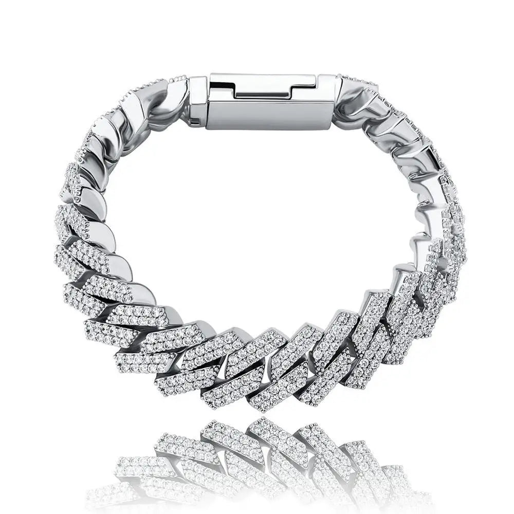 TOPGRILLZ 12mm/14mm Bracelet High Quality Iced Out Micro Pave Cubic Zirconia Cuban Chain Bracelet Hip Hop Jewelry Gift For Party