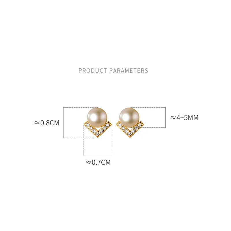 Aretes de Perla y Zircón Letra V Plata 925 para Mujer