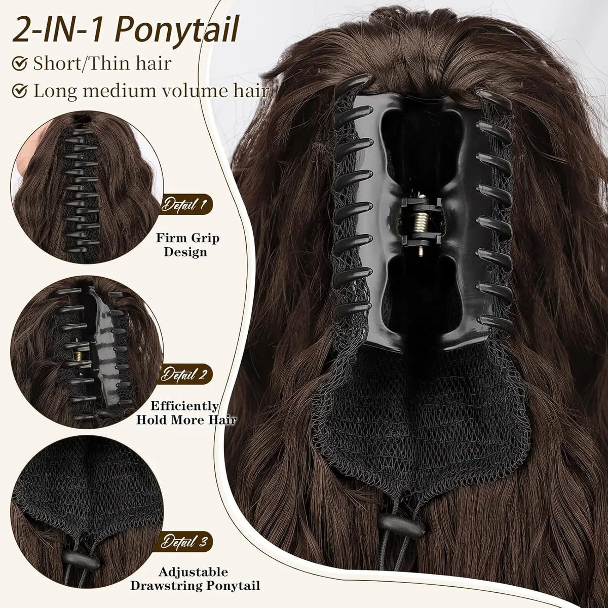 Cola de Caballo Rizada Sintética Afro – Extensión con Clip Estilo Europeo y Americano | 140g para Mujer