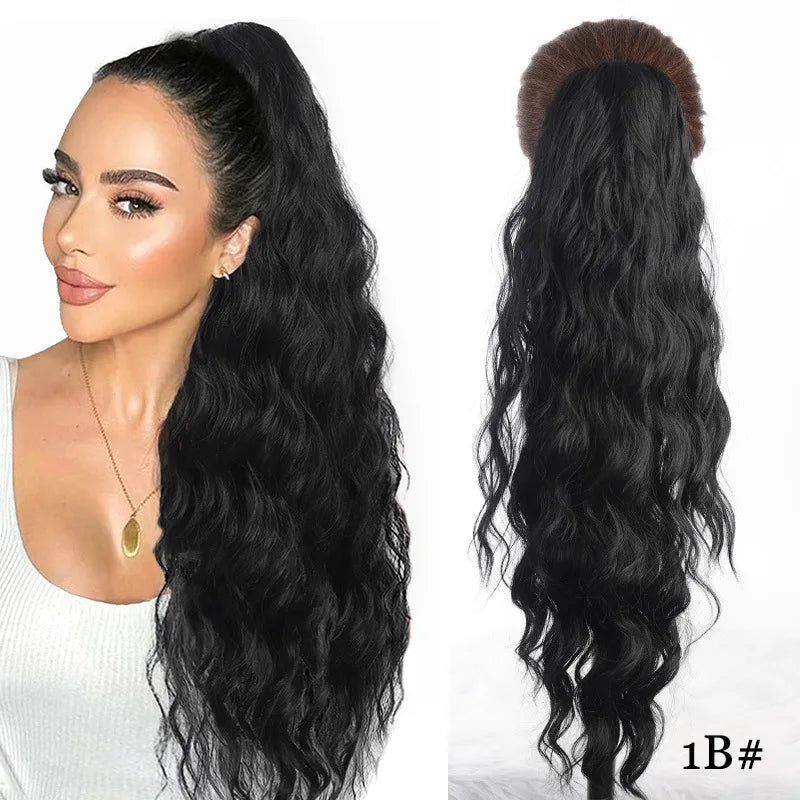 Cola de Caballo Rizada Sintética Afro – Extensión con Clip Estilo Europeo y Americano | 140g para Mujer