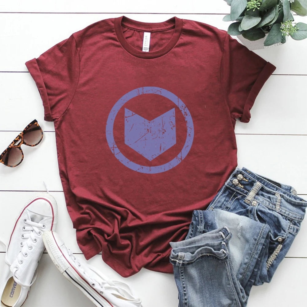 Camiseta Hawkeye Logo Retro Estilo Vintage SuperHéroe Playera Gráfica Unisex Moda Verano Casual