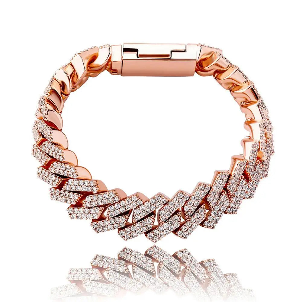 TOPGRILLZ 12mm/14mm Bracelet High Quality Iced Out Micro Pave Cubic Zirconia Cuban Chain Bracelet Hip Hop Jewelry Gift For Party