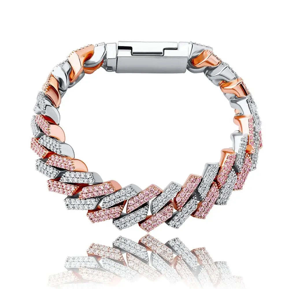 TOPGRILLZ 12mm/14mm Bracelet High Quality Iced Out Micro Pave Cubic Zirconia Cuban Chain Bracelet Hip Hop Jewelry Gift For Party