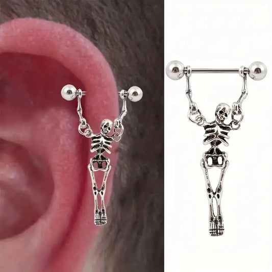 Aretes Góticos de Esqueleto Humano en Forma de Hueso - Halloween Cosplay