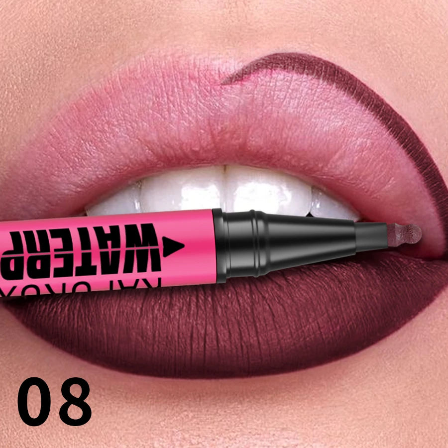 Delineador Labial Líquido Mate 12 Colores Waterproof Rellenador Labios - Lápiz Contorno Natural Maquillaje Mujer