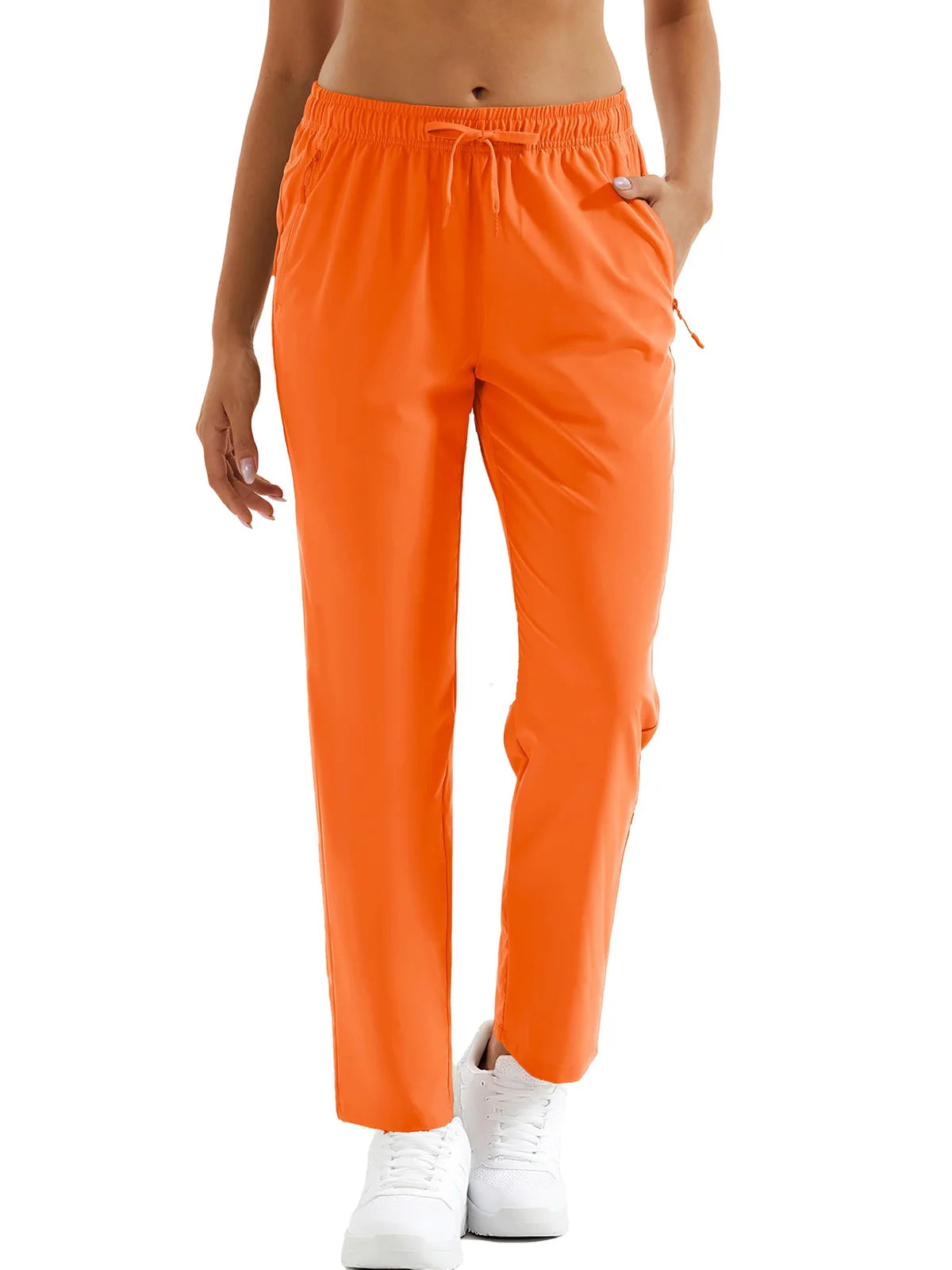 TACVASEN Pantalones de Senderismo para Mujer Secado Rápido Ligeros Resistentes al Agua Pantalones de Viaje con Bolsillos con Cierre Cintura Elástica Pantalones Golf