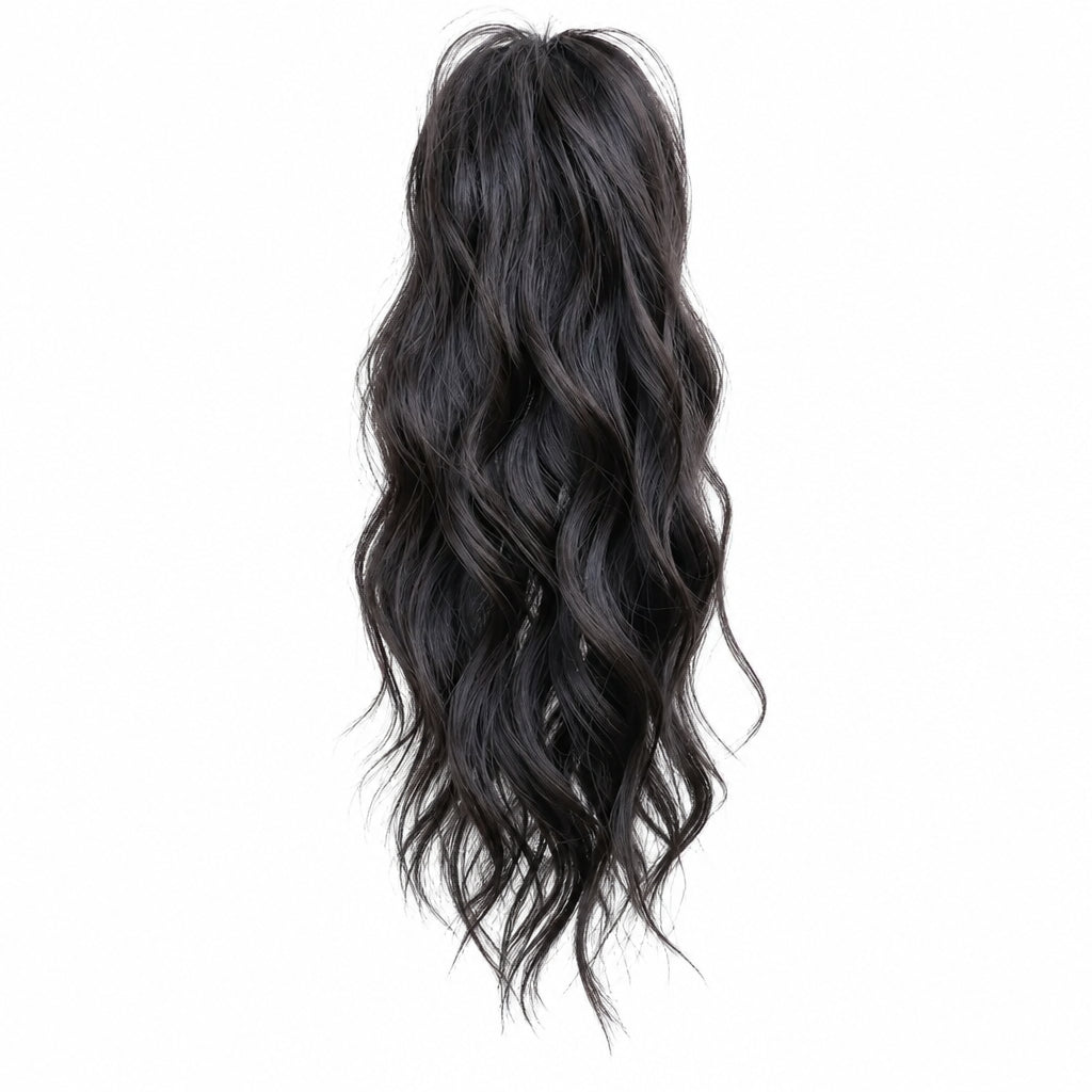 Cola de Caballo Sintética Rizada 12 Pulgadas con Clip – Extensión Negro y Café para Mujer