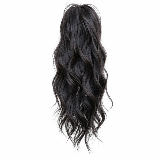 Cola de Caballo Sintética Rizada 12 Pulgadas con Clip – Extensión Negro y Café para Mujer