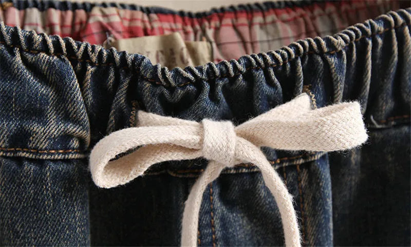 New Women Embroidery Retro Denim Jeans 2024 Spring Autumn High Waist Nine Points Cowboy Trousers Denim Harlan Pants Femme