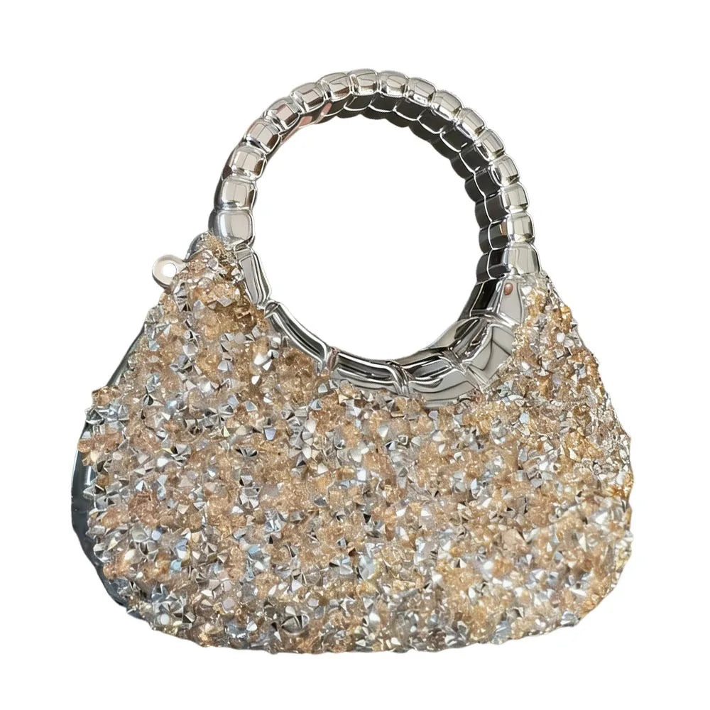 Minibolso Brillante de Fiesta en Forma de Media Luna
