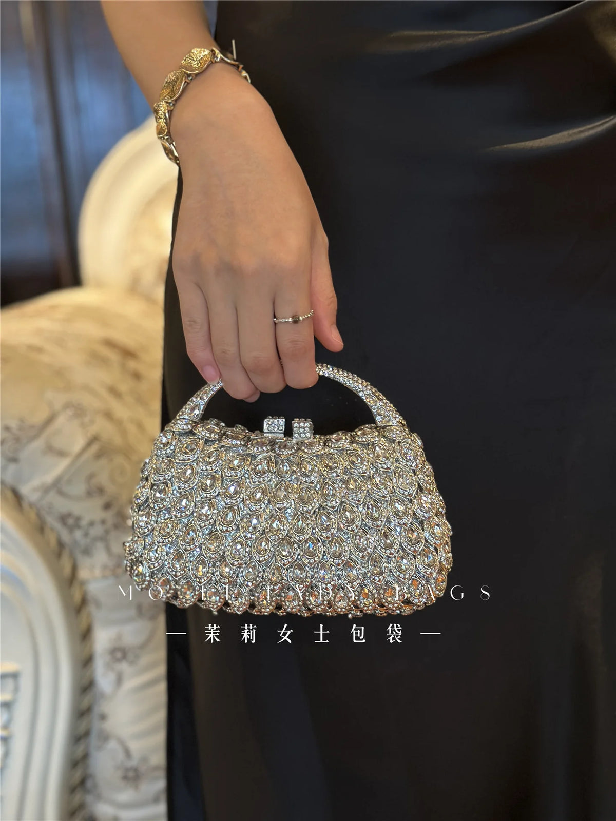 Bolso de Fiesta Brillante con Asa para Mujer