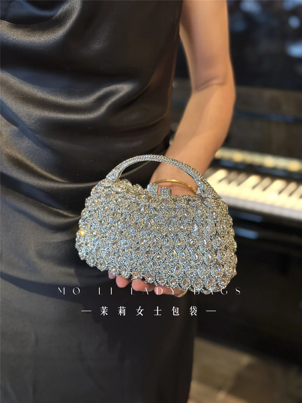 Bolso de Fiesta Brillante con Asa para Mujer