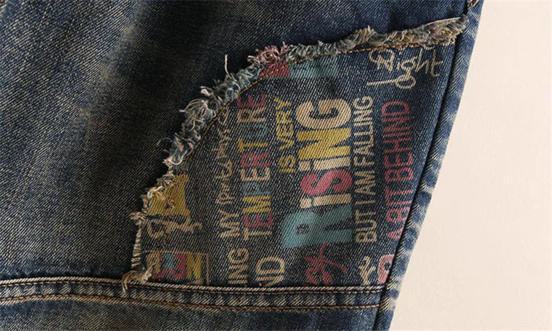 New Women Embroidery Retro Denim Jeans 2024 Spring Autumn High Waist Nine Points Cowboy Trousers Denim Harlan Pants Femme