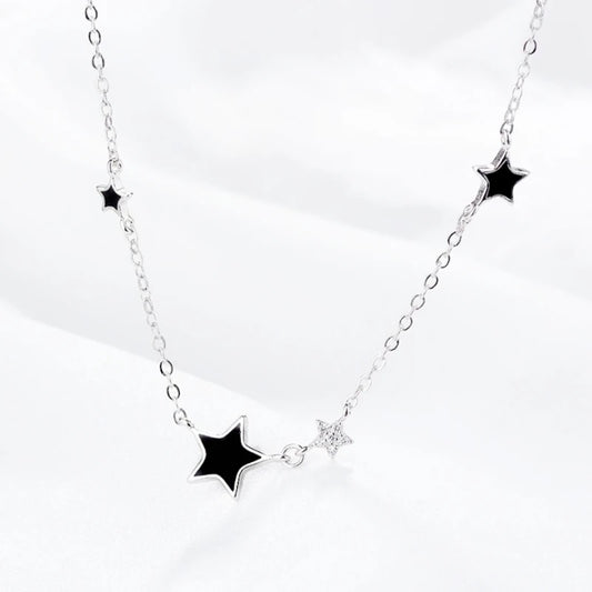 Collar Cadena Clavícula Estrella Pentágrama Zircón Plata 925 para Mujer