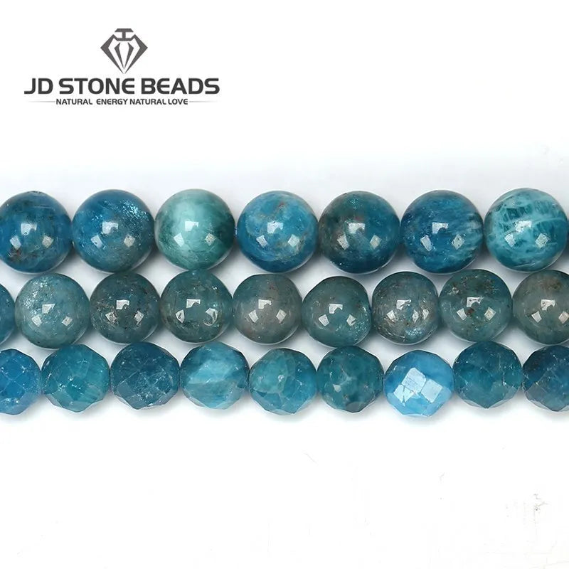 Cuentas Piedra Natural Apatita Azul Redondas para Joyería DIY