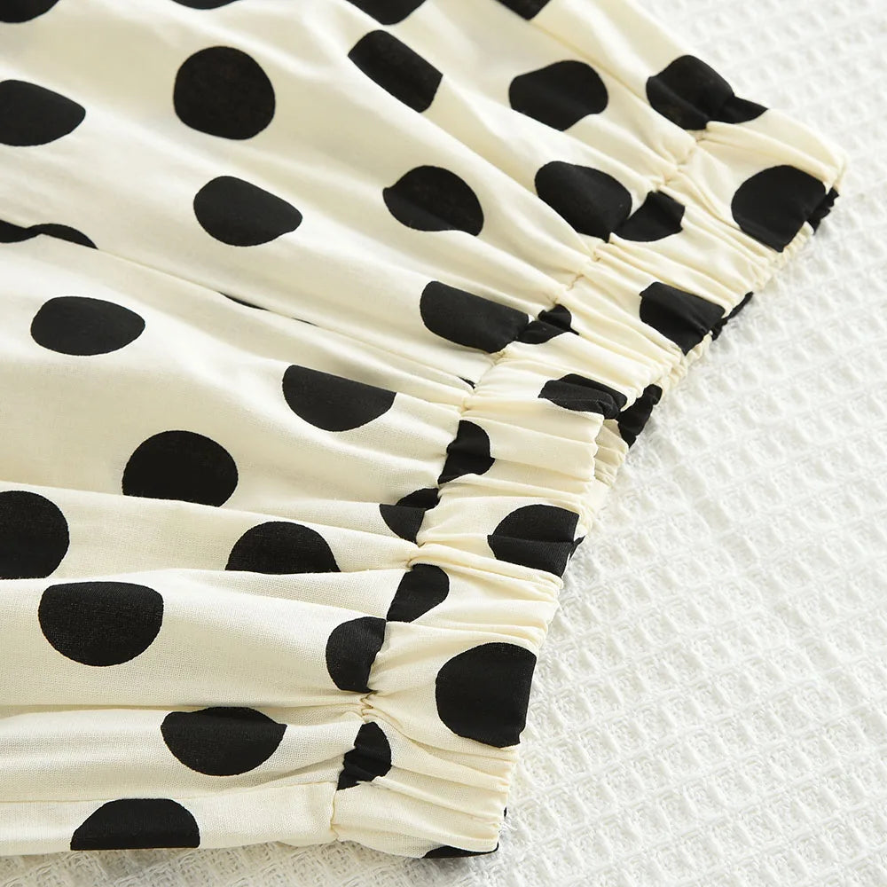 Conjunto 2 Piezas Niña | Top Sin Mangas Lunares y Pantalon Ancho Algodón Verano 3-7 Años