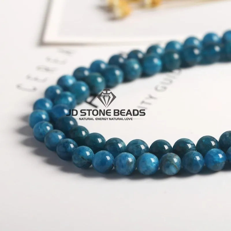 Cuentas Piedra Natural Apatita Azul Redondas para Joyería DIY