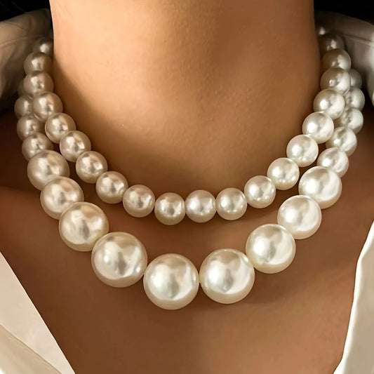 Set de 2 Collares Gargantilla con Perlas de Imitación | Joyería Elegante Mujer
