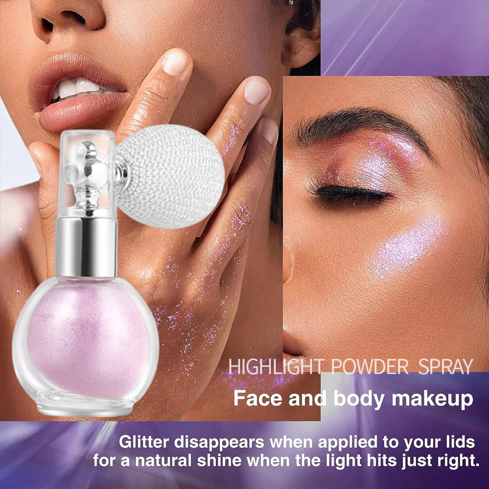 Spray Glitter Brillo Corporal y Facial | Maquillaje Luminoso Efecto Brillante