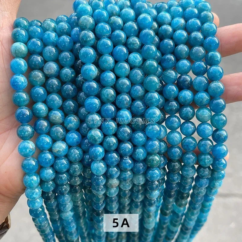 Cuentas Piedra Natural Apatita Azul Redondas para Joyería DIY