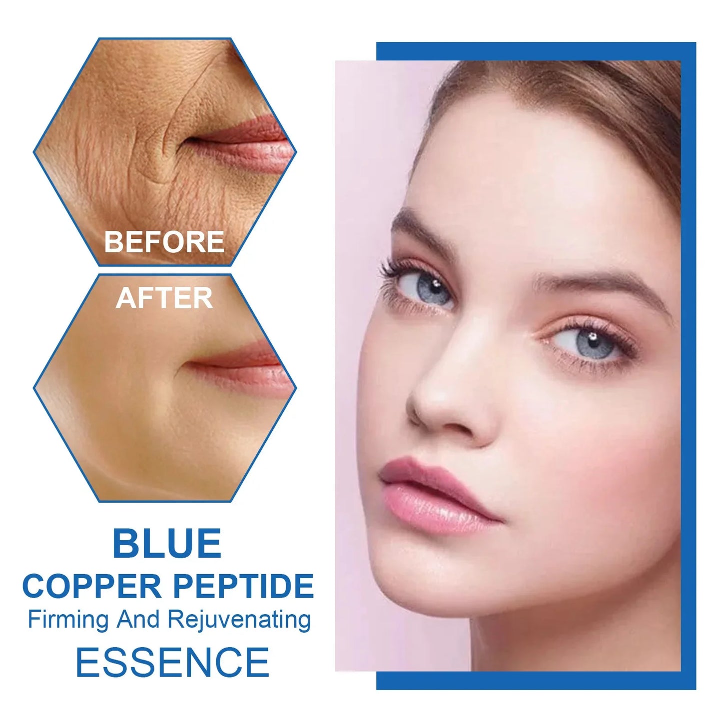 Hoygi Blue Copper Peptide Serum Anti Wrinkles Aging Rejuvenating Facial Lifting Moisturizing Brighten Skin Tone Skin Cosmetics