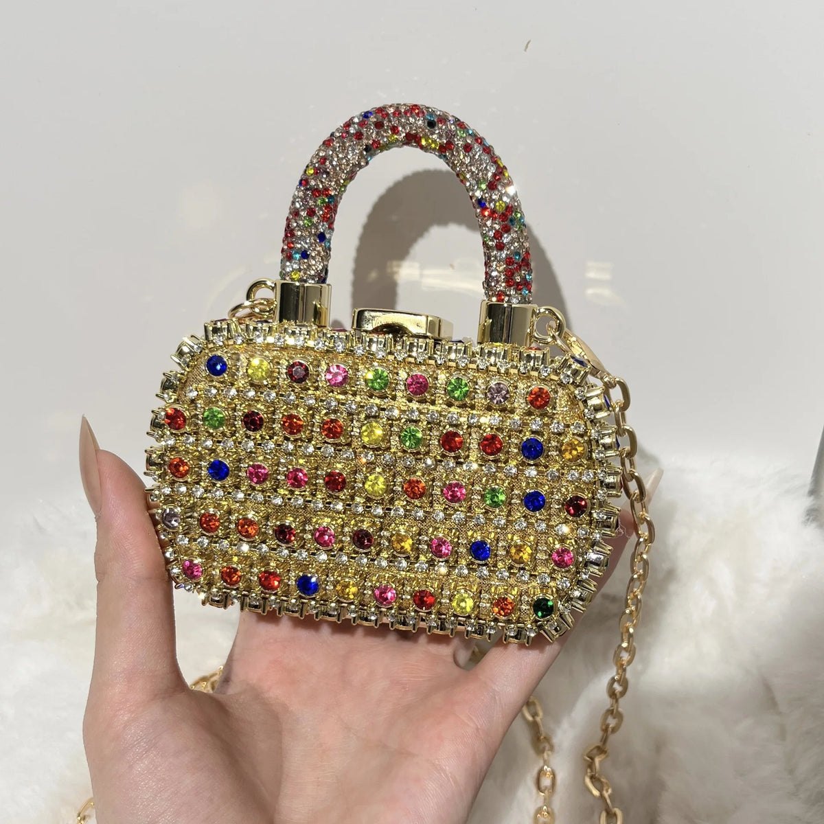 Minibolso de Fiesta Brillante con Cadena para Mujer
