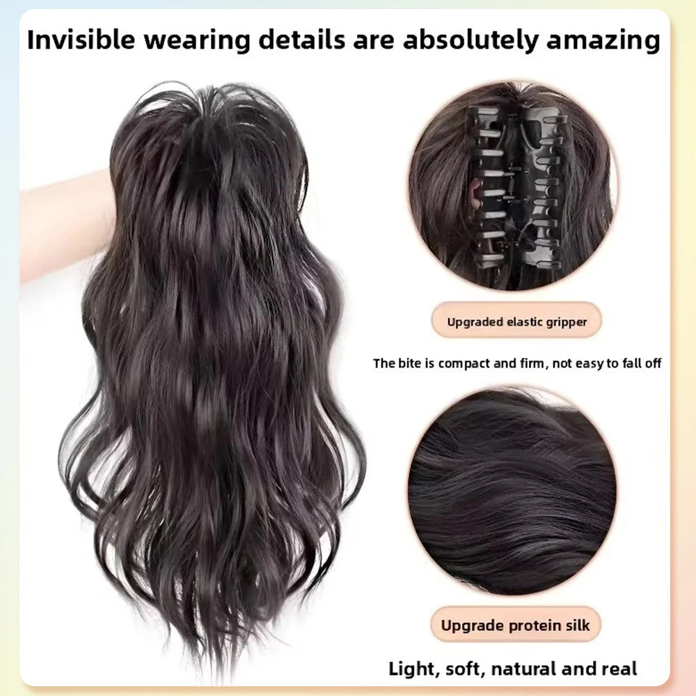 Cola de Caballo Sintética Rizada 12 Pulgadas con Clip – Extensión Negro y Café para Mujer