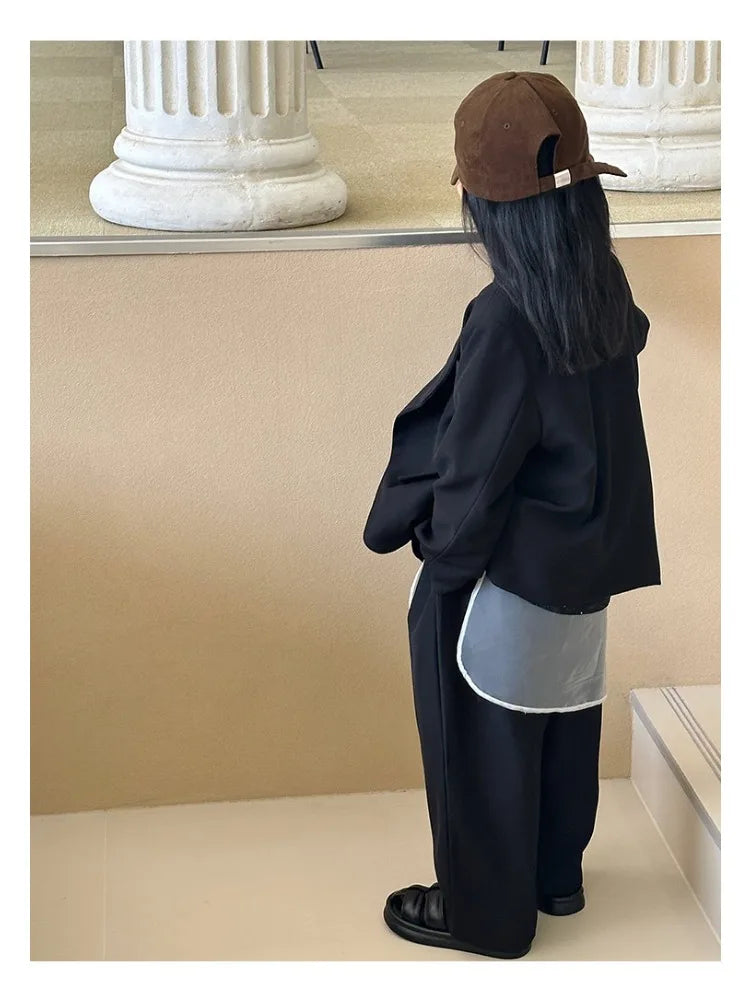 Girls Grey Suit Spring 2026 Casual Loose Blazer Skirt Two Pieces School Uniform for Kids Wedding Party Formal Costumes 2-13 Year