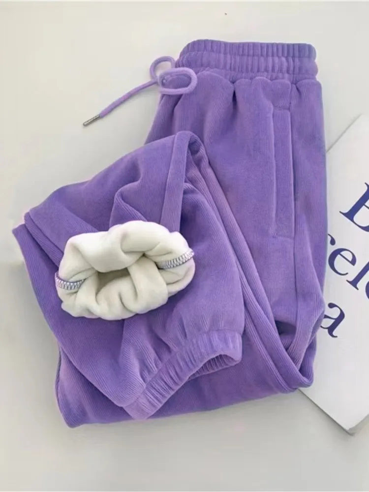 Pantalones Deportivos Casuales Mujer | Joggers Abrigados con Forro Polar