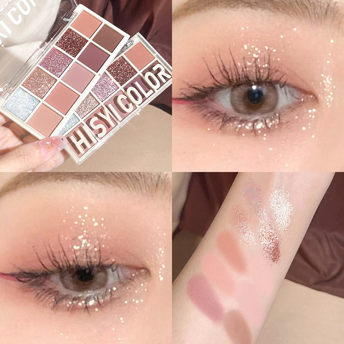 Paleta 10 Colores Sombras HISYI Perla y Mate - Tonos Rosa Café Suaves Maquillaje Diario