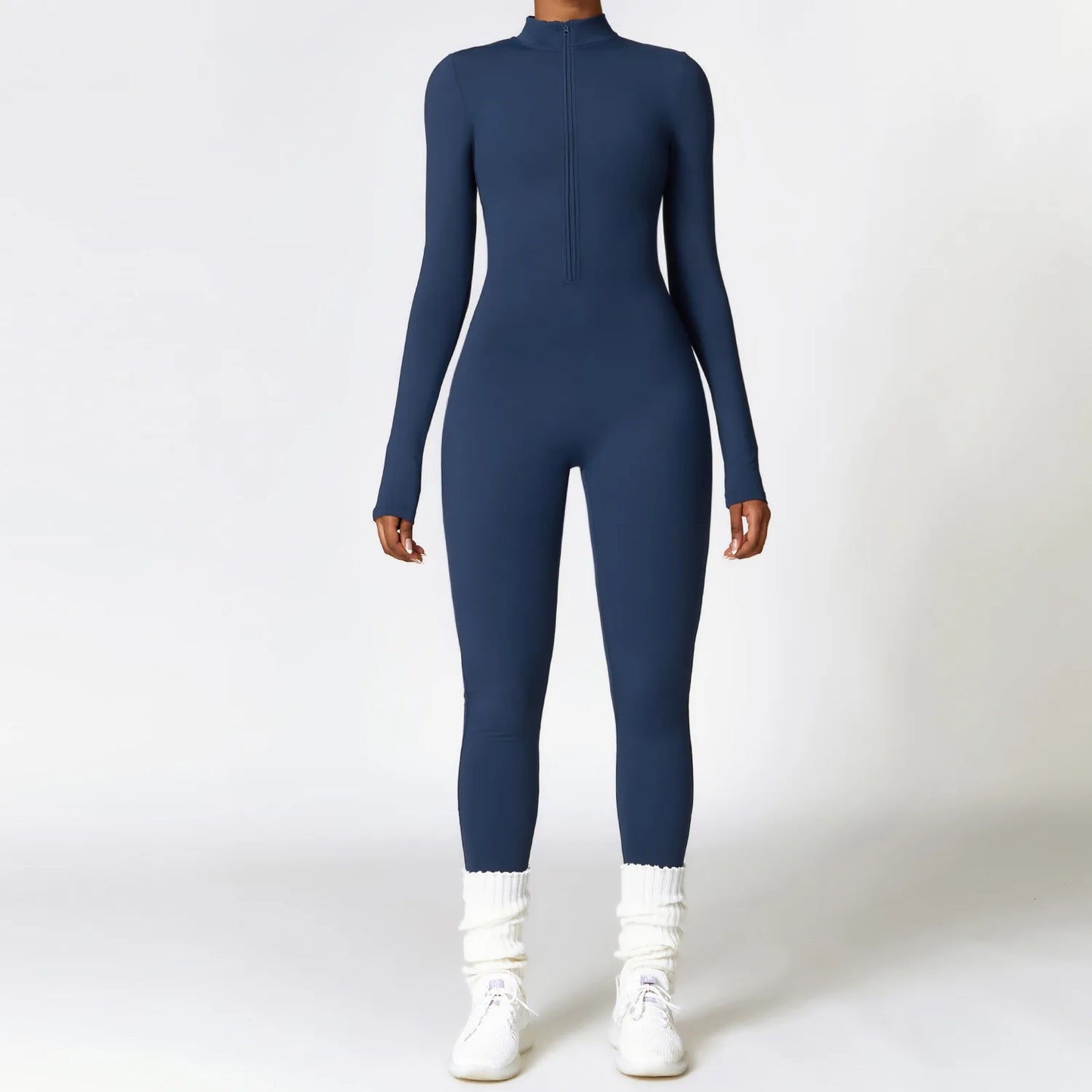 Jumpsuit Deportivo Yoga Ajustado Manga Larga con Cierre - Mujer