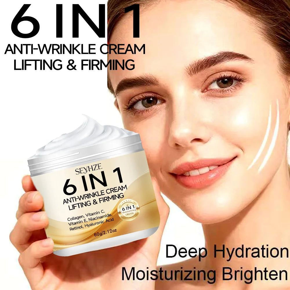 SEYHZE 6-in-1 Instant Firming Lifting Cream Deep Moisturizing Smooth Dry Skin with Retinol VitaminA Collagen Ceramides VC Hyluro