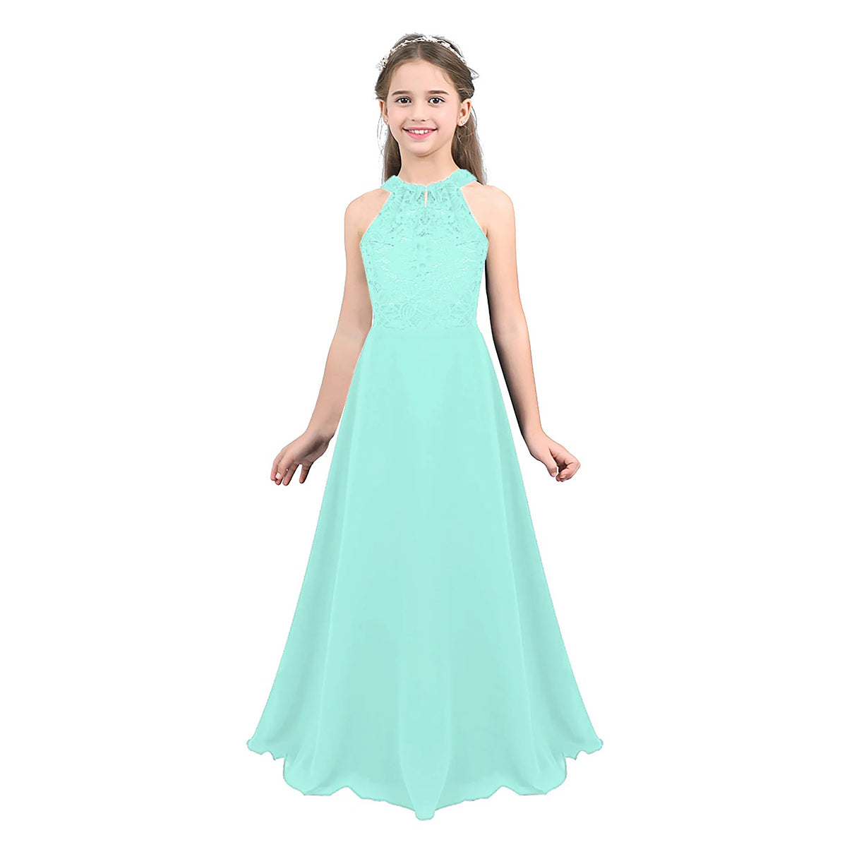 Vestido Largo de Fiesta para Niña con Encaje – Varios Colores