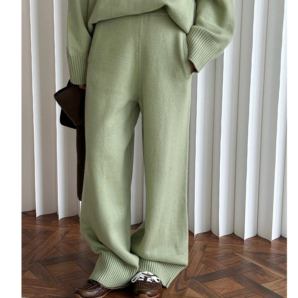 Conjunto Suéter 50% Lana y Pantalón Tejido Mujer