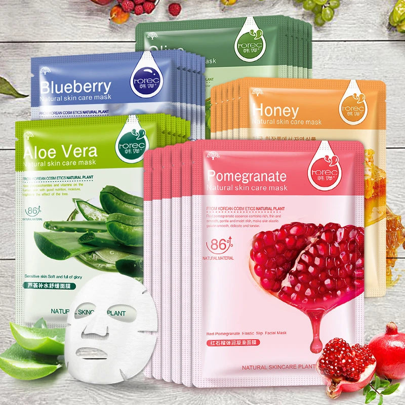 30pcs Fresh Fruits Facial Masks Whitenting skincare Moisturizing Anti Wrinkle Hydrating Korean Face Mask Facial Skin Care