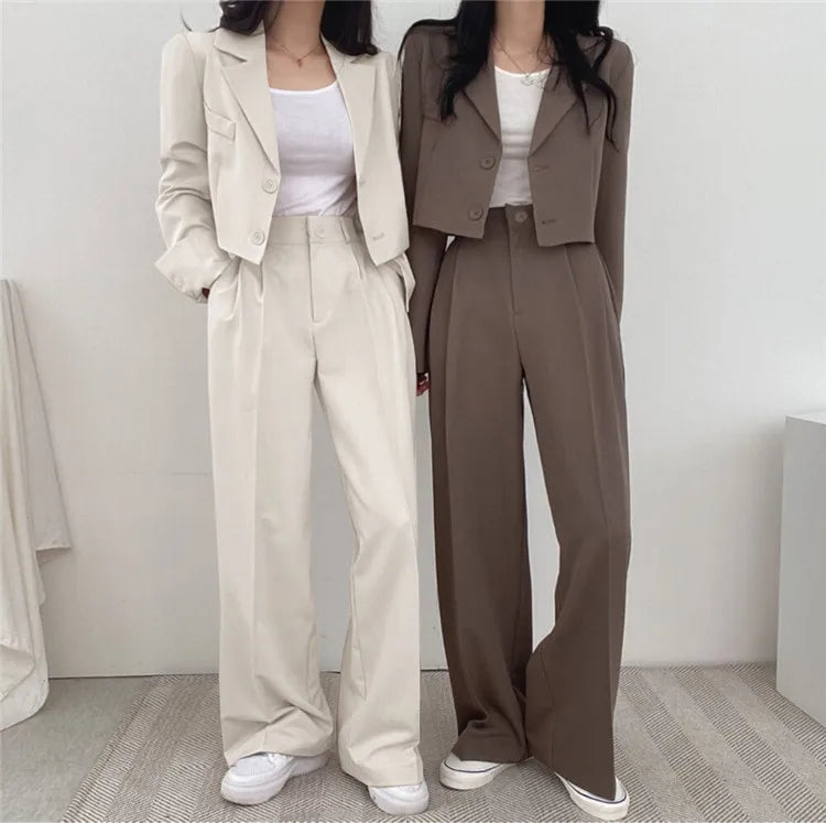 Traje Blazer y Pantalón Recto 2 Piezas Mujer