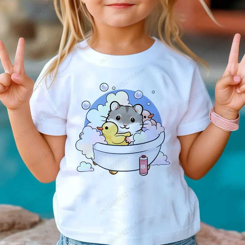 I Love My Hamster Best Hamster Mom Ever Boys & Girls White Tshirt Cartoon Fashion Funny Print T-shirt Kids Summer O-Neck To