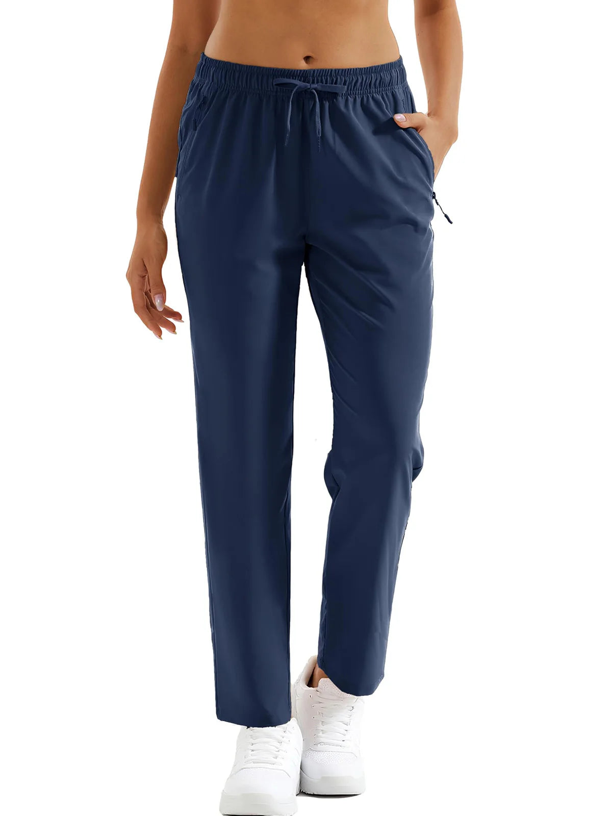 TACVASEN Pantalones de Senderismo para Mujer Secado Rápido Ligeros Resistentes al Agua Pantalones de Viaje con Bolsillos con Cierre Cintura Elástica Pantalones Golf