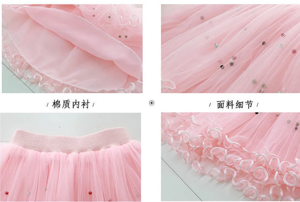 Fashion Summer Girls Clothes Korean Pretty T Shirt&mesh Tutu Skirt Two Piece Outfits Set 3-14 Year Children Party Clothing