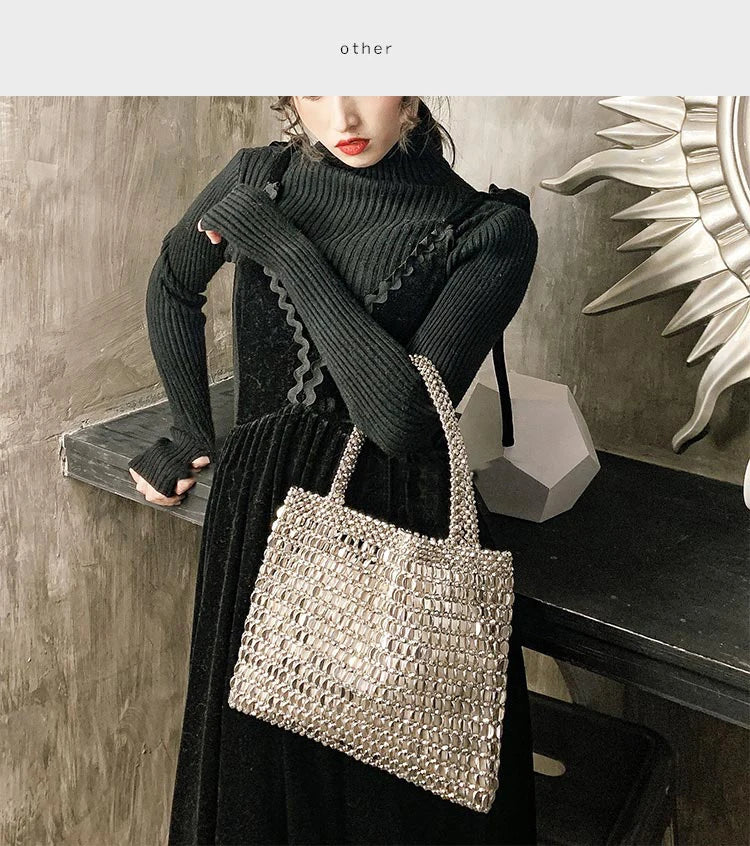 Bolso de Fiesta Tejido con Cuentas para Mujer
