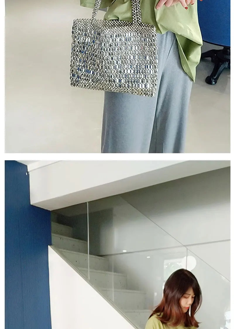 Bolso de Fiesta Tejido con Cuentas para Mujer