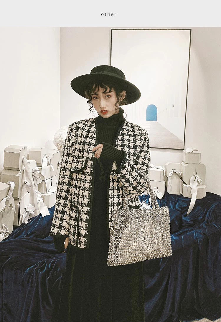 Bolso de Fiesta Tejido con Cuentas para Mujer