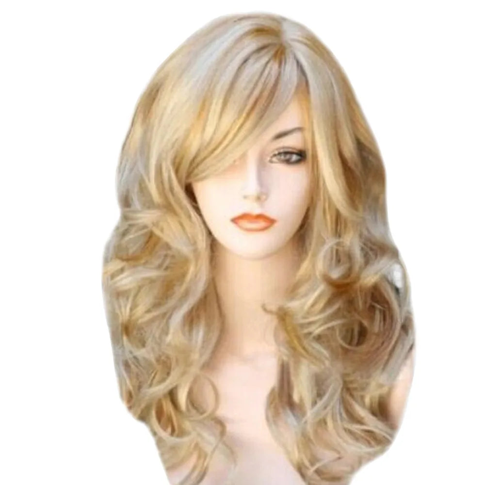 Blonde Synthetic Wigs For Women Soft Long Wave Synthetic Wig Gloden Blonde High Temperature Wire Cosplay Drag Queen Wigs