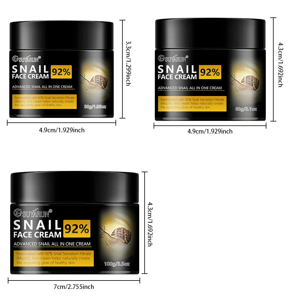 SUYARUN Snail Moisturizing Cream - 24H Hydrating, Anti-Aging Face Cream, Repairing & Brightening Skincare for Dry Sensitive Skin