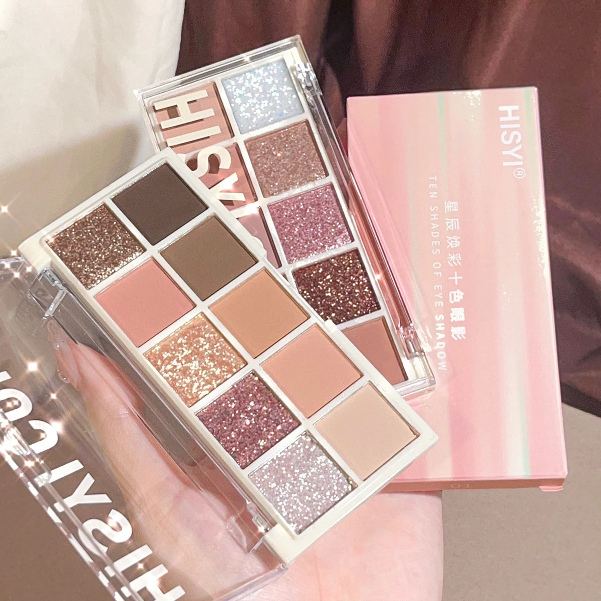 Paleta 10 Colores Sombras HISYI Perla y Mate - Tonos Rosa Café Suaves Maquillaje Diario