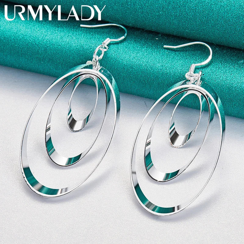 Aretes Espiral Ovalada Multi Círculo Plata 925 para Mujer