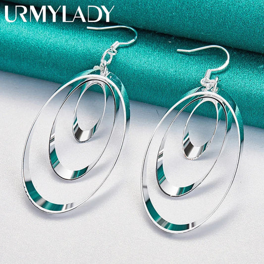 Aretes Espiral Ovalada Multi Círculo Plata 925 para Mujer