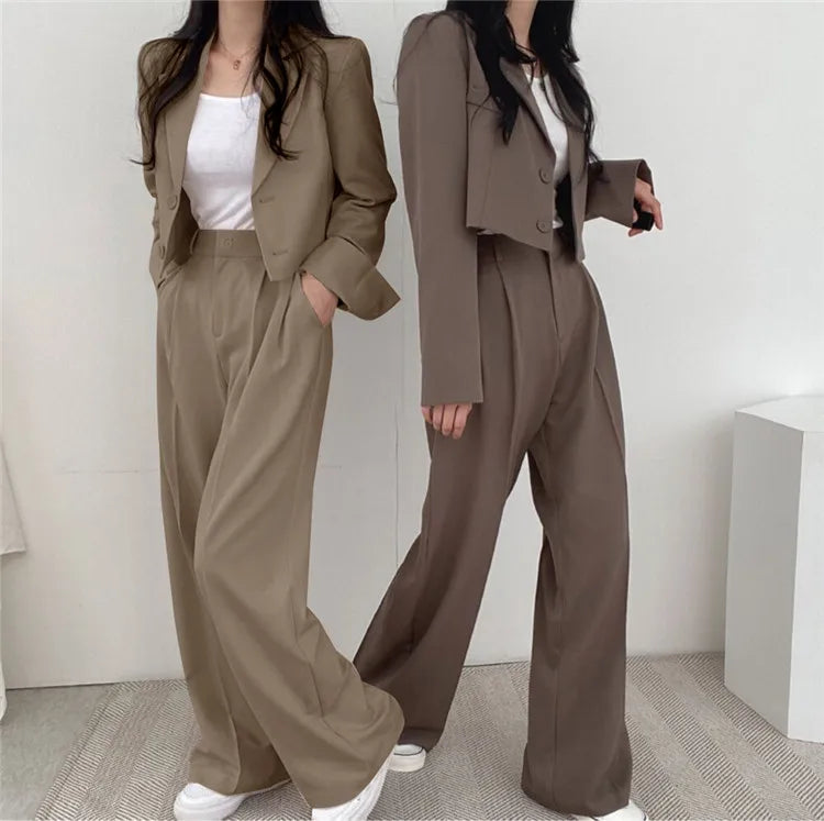 Traje Blazer y Pantalón Recto 2 Piezas Mujer
