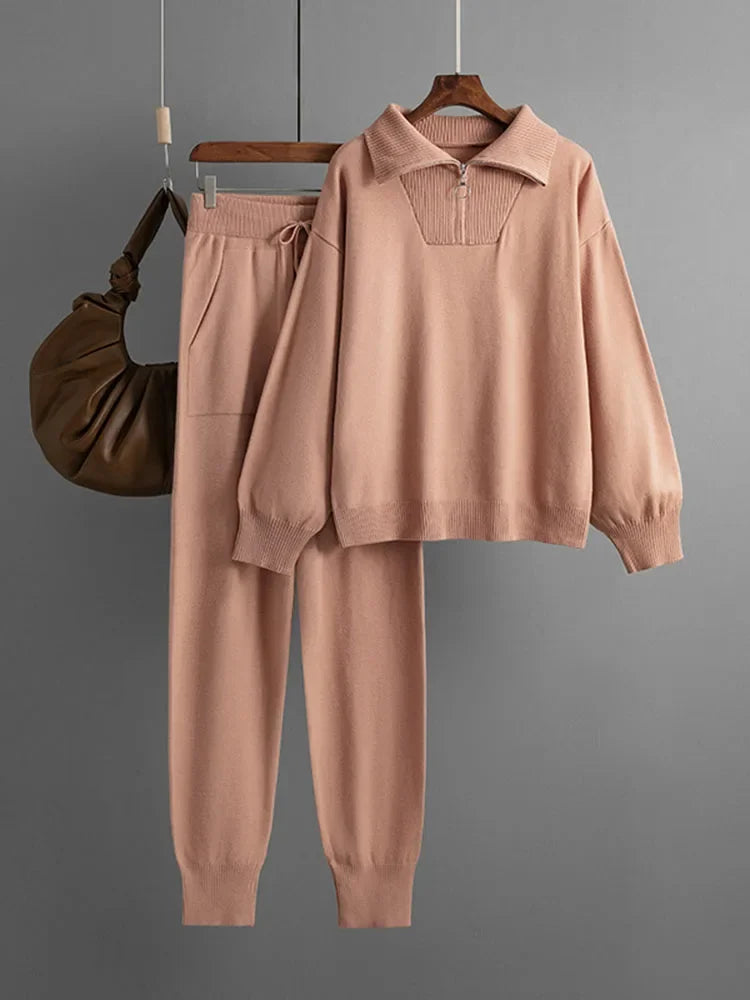 Conjunto Tejido Suéter y Pantalón Jogger Mujer